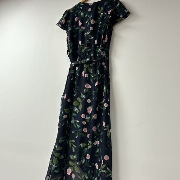 Julia Jordan Women's Floral-Print Ruffle Faux Wrap Dress Navy size 10. - Picture 10 of 13